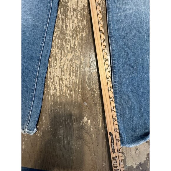 VTG 7 for all mankind jeans Light Wash Split Raw Hem USA Straight Leg Bootcut - Picture 3 of 13